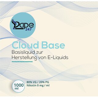 Vape247 Liquid Cloud Base 1000ml 0mg 80 VG:20 PG - Deutsche Herstellung