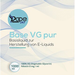 Vape247 Liquid Base 1000ml 0mg 100% VG Glycerin - Deutsche Herstellung