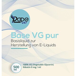 Vape247 Liquid Base 500ml 0mg 100% VG Glycerin - Deutsche Herstellung