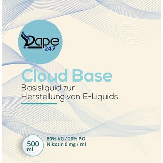 Vape247 Liquid Cloud Base 500ml 0mg 80 VG:20 PG - Deutsche Herstellung
