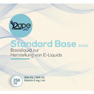 Vape247 Liquid Base Standard 250ml 0mg 50 PG:50 VG - Deutsche Herstellung