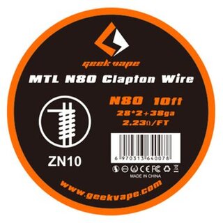 MTL Wickeldraht N80 Clapton 28GAx2 + 38GA 3 Meter - Geekvape