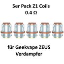 5x Z-Serie Z1 0.4 Ohm Coils Heads Verdampferköpfe...