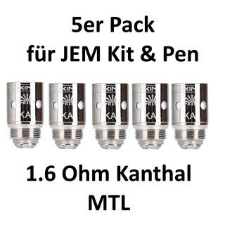 5x JEM / Goby Coils 1.6 Ohm Kanthal MTL Verdampferköpfe - Innokin