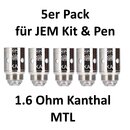5x JEM / Goby Coils 1.6 Ohm Kanthal MTL Verdampferköpfe -...