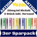3x Vozol Bar 500 E-Zigarette Vape Einweg Salt 3er...