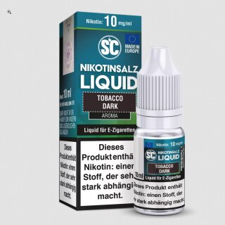 Tobacco Dark - 10ml Nikotinsalz Liquid sucralosefrei - SC 20 mg/ml