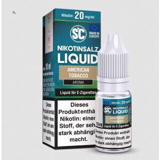American Tobacco - 10ml Nikotinsalz Liquid sucralosefrei - SC 20 mg/ml