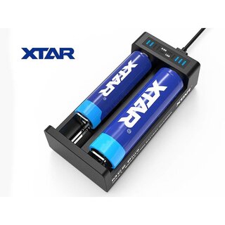 Xtar MC2 PLUS - Ladegerät für Li-Ion-Akkus 3,6V/3,7V inkl. USB-C Kabel 2-Schacht 18650