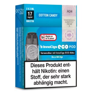 2x Cotton Candy eco Pods - prefilled 17mg NicSalt Nikotinsalz - InnoCigs