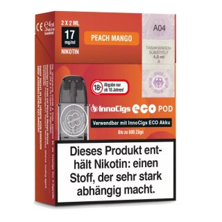 2x Peach Mango Pods - prefilled 17mg NicSalt Nikotinsalz - InnoCigs