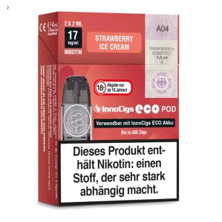 2x Strawberry Ice Cream Pods - prefilled 17mg NicSalt Nikotinsalz - InnoCigs