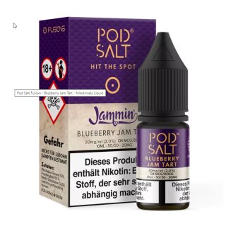 Jammin - Blueberry Jam Tart - Pod Salt Fusion 10ml Liquid 20mg/ml - PodSalt