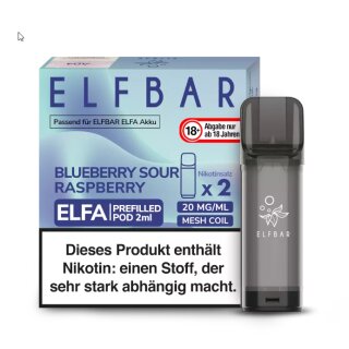 2x ELFA Pods - Blueberry Sour Raspberry 20mg NicSalt - Elfbar