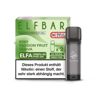 2x ELFA Pods - Kiwi Passion Fruit Guava 20mg NicSalt - Elfbar