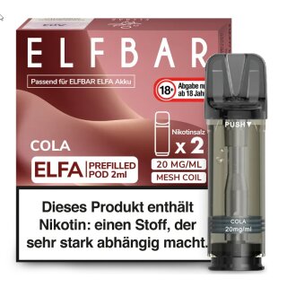 2x ELFA Pods - Cola 20mg NicSalt - Elfbar