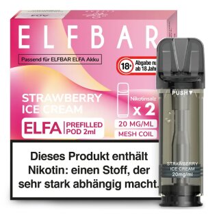 2x ELFA Pods - Strawberry Ice Cream 20mg NicSalt - Elfbar