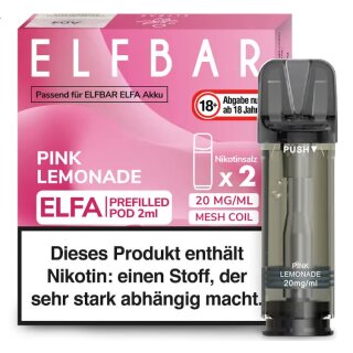 2x ELFA Pods - Pink Lemonade 20mg NicSalt - Elfbar