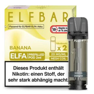 2x ELFA Pods - Banana 20mg NicSalt - Elfbar