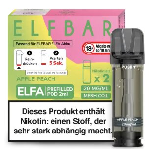 2x ELFA Pods - Apple Peach 20mg NicSalt - Elfbar