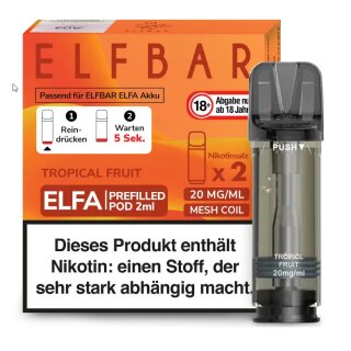 2x ELFA Pods - Tropical Fruit 20mg NicSalt - Elfbar