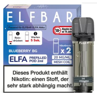 2x ELFA Pods - Blueberry BG Bubblegum 20mg NicSalt - Elfbar