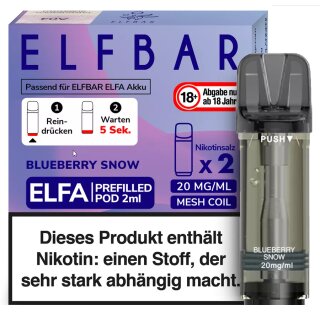 2x ELFA Pods - Blueberry Snoow / Snow 20mg NicSalt - Elfbar