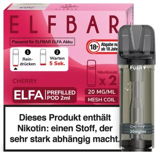 2x ELFA Pods - Cherry 20mg NicSalt - Elfbar