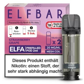 2x ELFA Pods - Strawberry Grape 20mg NicSalt - Elfbar