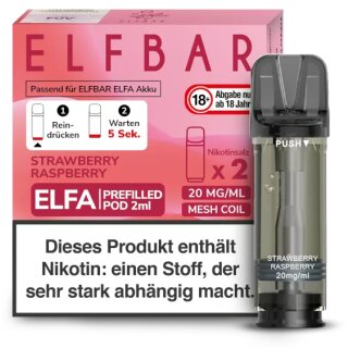 2x ELFA Pods - Strawberry Raspberry 20mg NicSalt - Elfbar