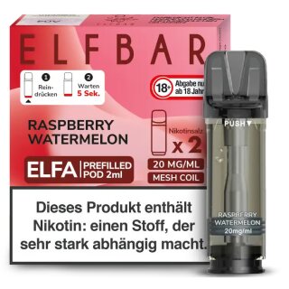 2x ELFA Pods - Raspberry Watermelon 20mg NicSalt - Elfbar